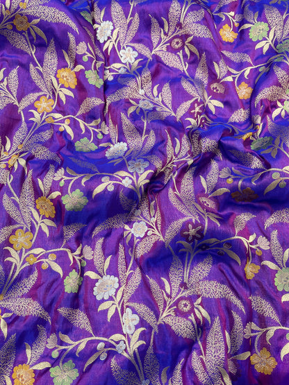 Purple pure silk meenakari saree