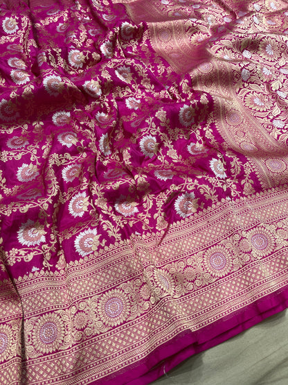 Rani pink soona ropa pure silk saree