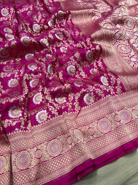 Rani pink soona ropa pure silk saree