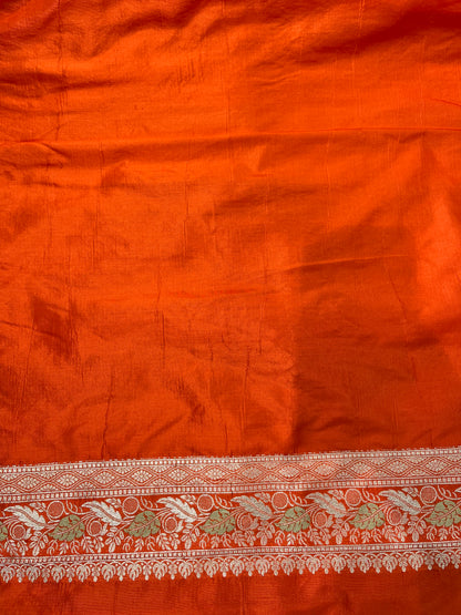ORANGE BANARASI SILK SAREE