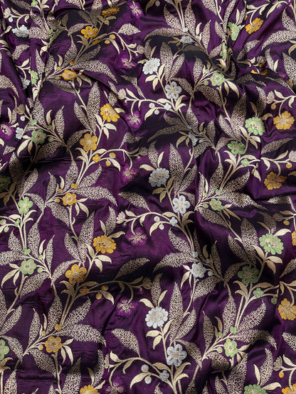 Magenta pure silk meenakari saree