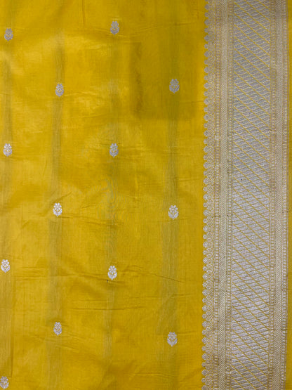 Yellow banarasi pure silk saree