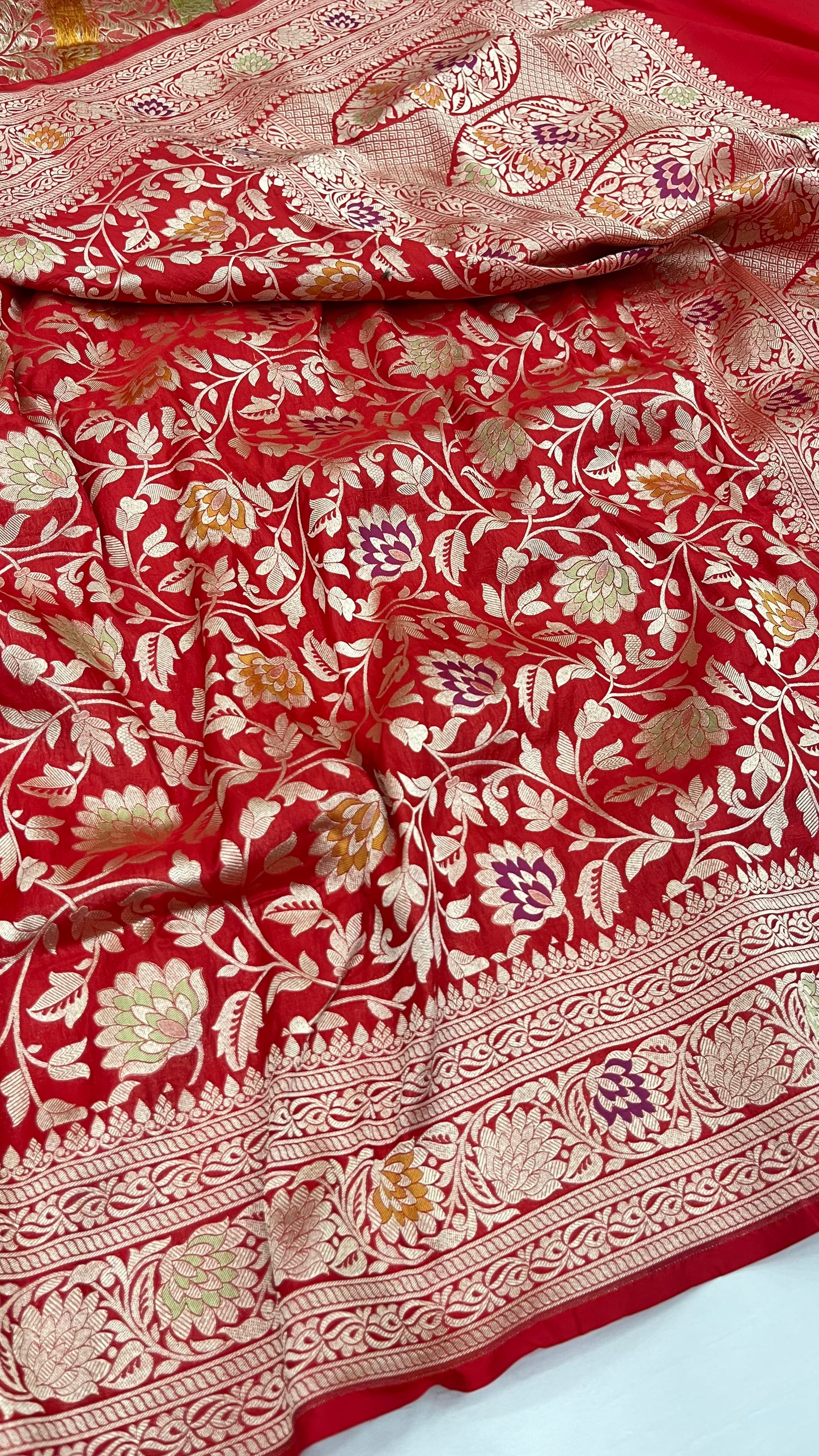 Red banarasi handloom pure katan silk saree