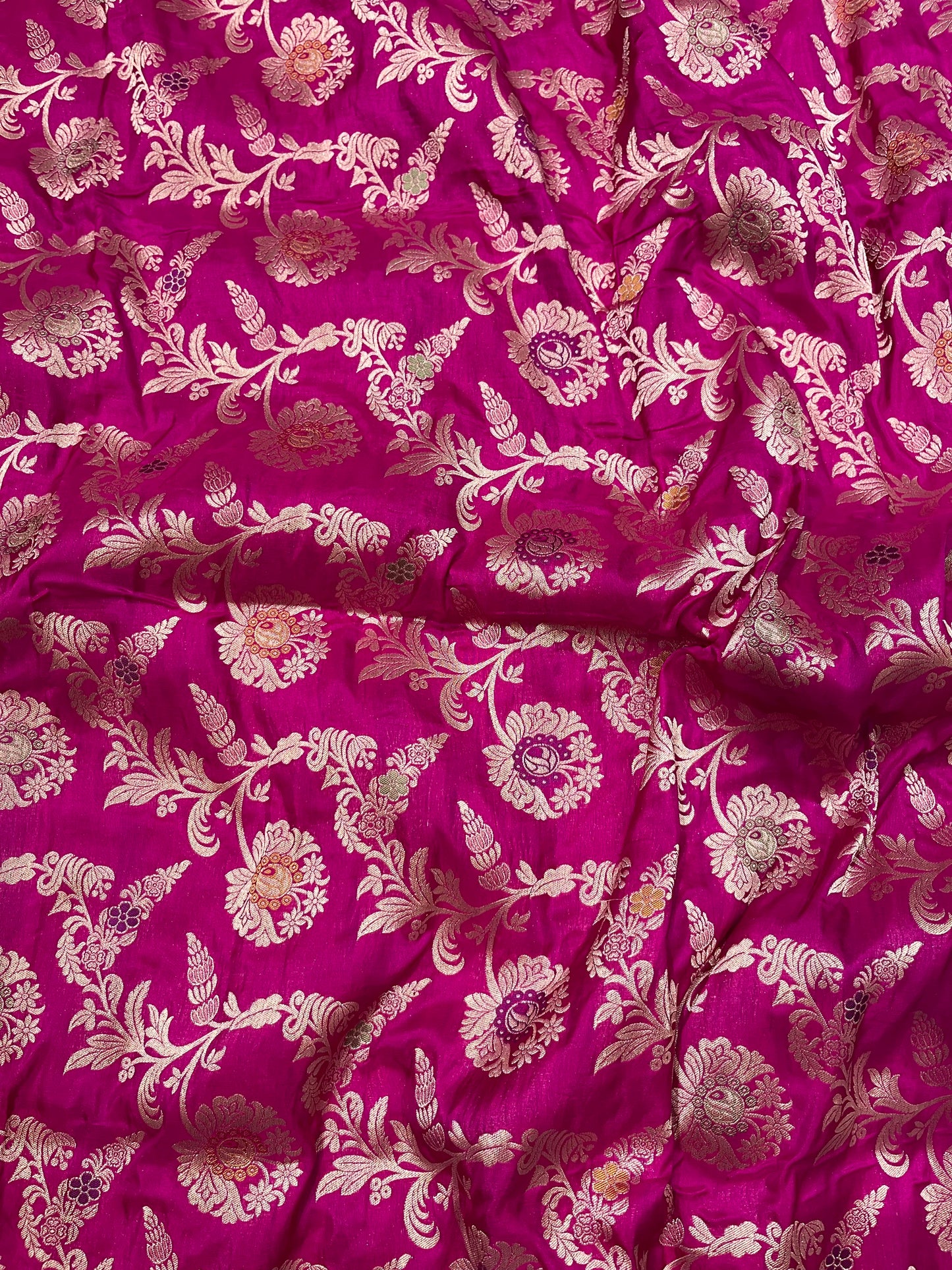 Rani pink banarasi silk meenakari saree