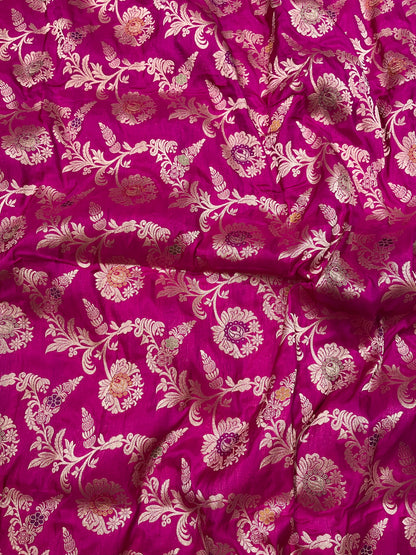 Rani pink banarasi silk meenakari saree